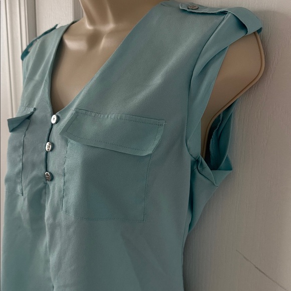 New York & Company Light Blue Blouse with Button Detail - Picture 3 of 4